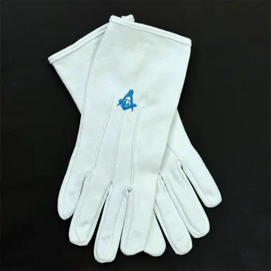 Luvas com bordado azul